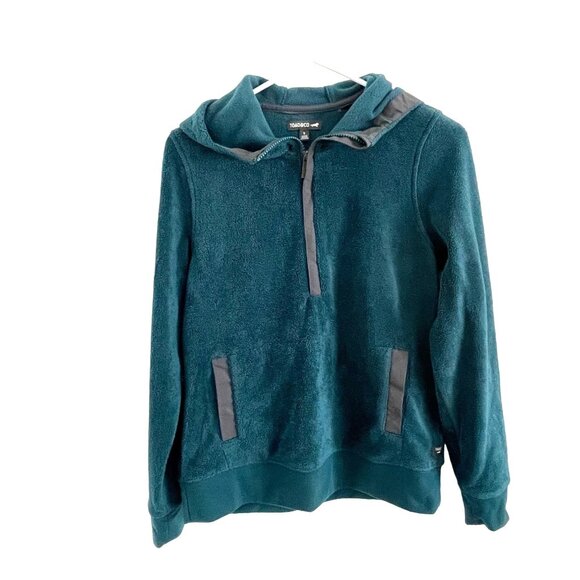 Toad & CO Women's Teal Pullover Fleece Sherpa Hooded 1/4 Zip Small - Picture 1 of 4